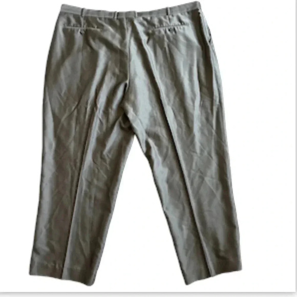 VTG PHAT FARM Premium Dress Pants Mens 51R Slacks Gray Silver Satin Pleat Cuff - Picture 2 of 10